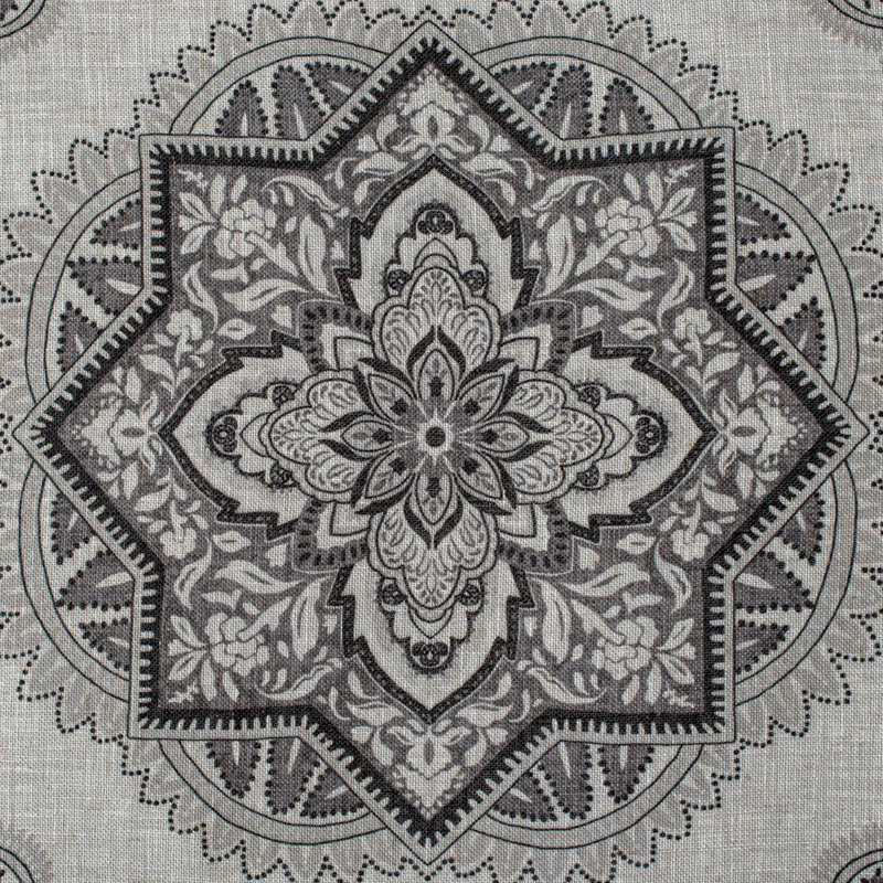 Rideau en lin Abiagael, Gris clair / Charbon
