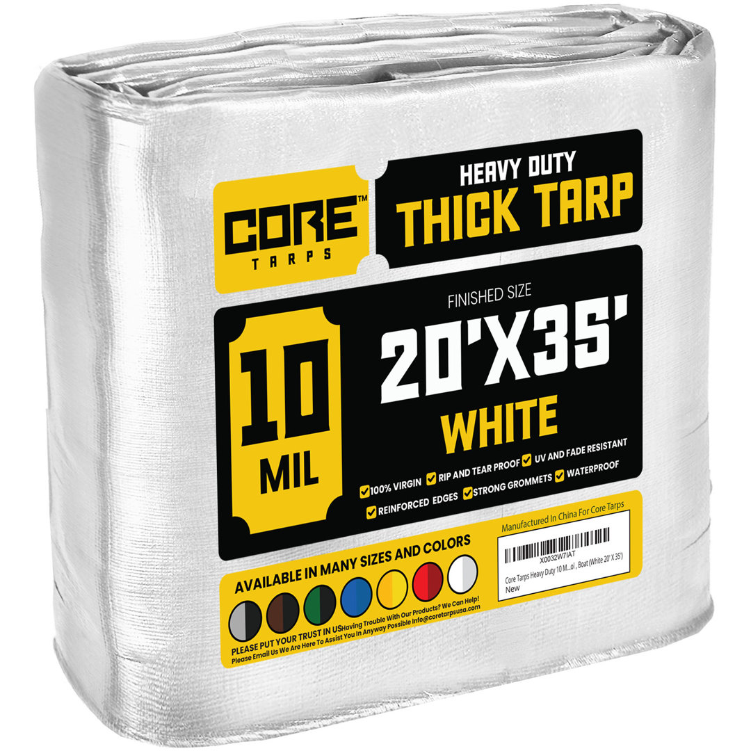 10 Mil Heavy Duty Polyethylene Tarp, Waterproof, UV Resistant Core Tarps