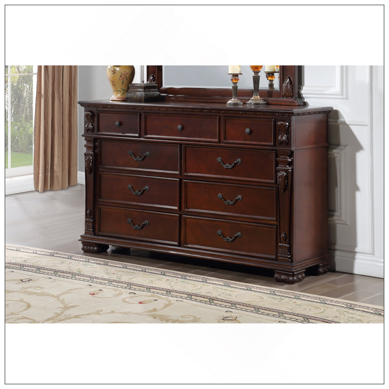 Commode 9 tiroirs Lyndon G09400-D, cerise
