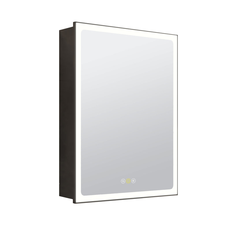 Maximes Recessed/Surface Mount Medicine Cabinet with Mirror, Defogger, Dimmer, Outlets & USBs and Interior Light