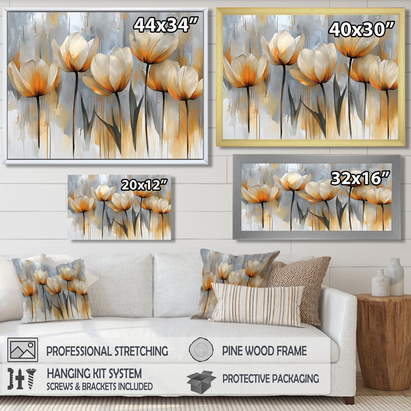 «Winter Hues Tulips Field Horizon II», reproduction sur toile, Reproduction d'une seule photo avec cadre, H 30 po x l 40 po