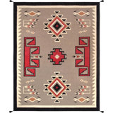 Hand Knotted Wool Geometric Area Rug in Mocha