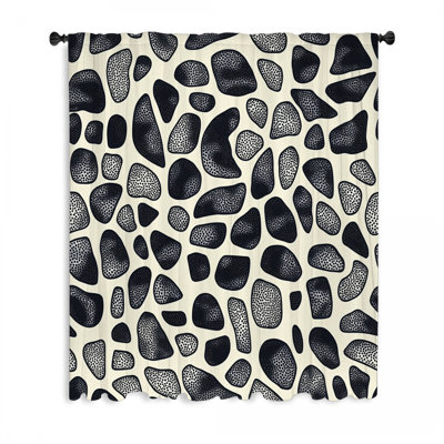 Stone Pattern Window Curtains, Abstract Blockout & Sheer Curtains - 1 Panel