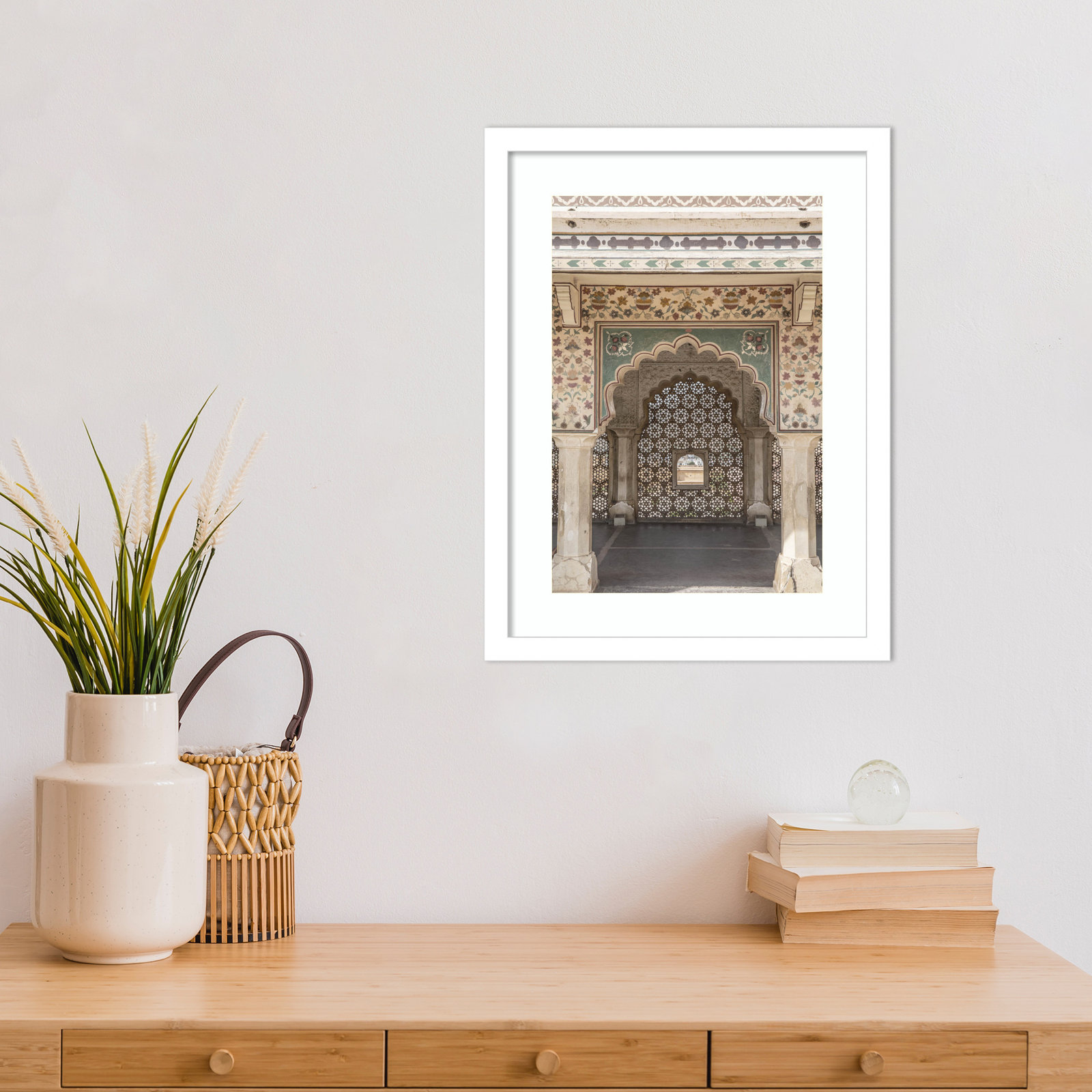 Daisey "Desert Palace" Print, White , 17" H x 13" W