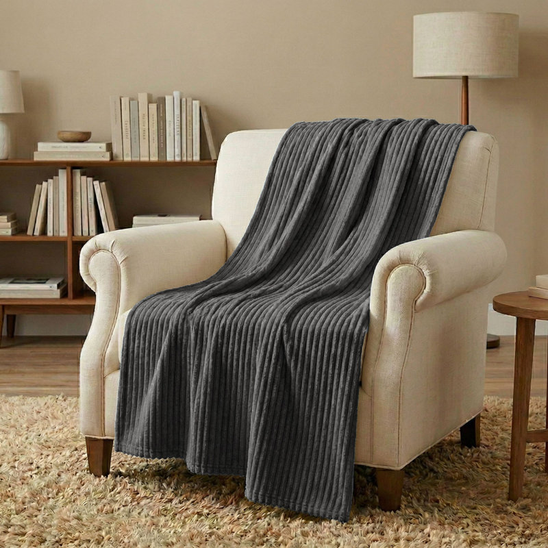 Couverture en molleton moelleux Kacey, Double/Grand, Gris anthracite