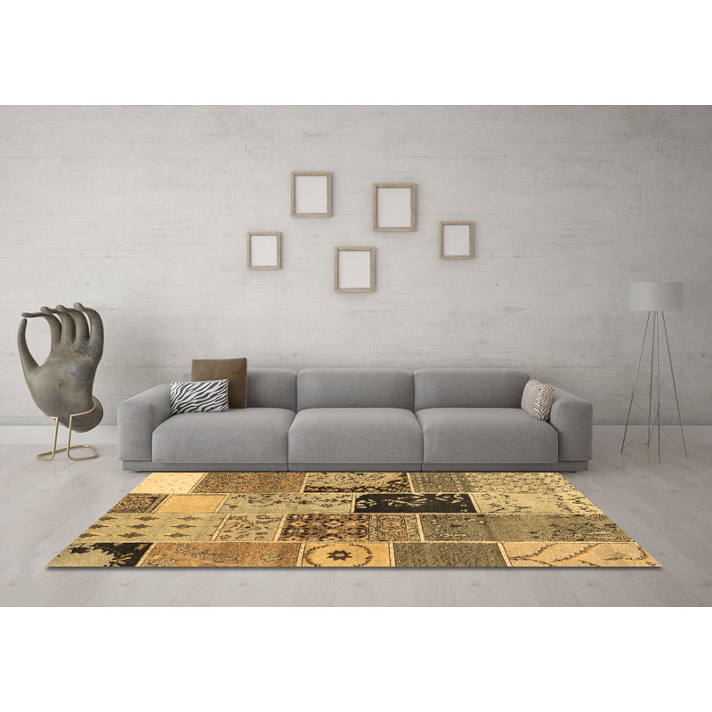 Washable Patchwork Indoor Rug, Round 3'
