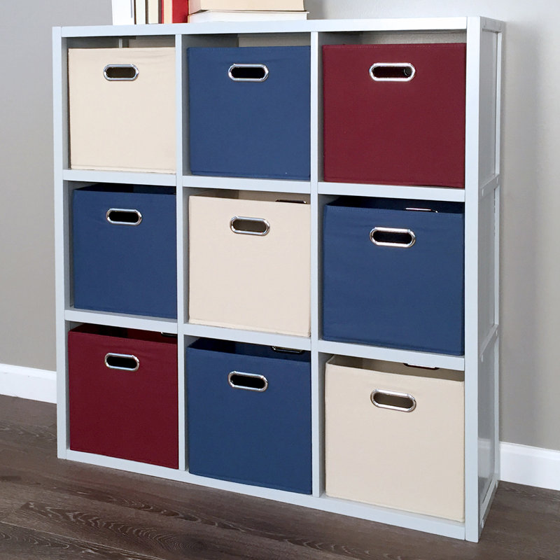 John Louis Home Solid Wood Cube Organizer, Gray, (4 Shelves) 27.75"H x 25.5"W x 11.75D