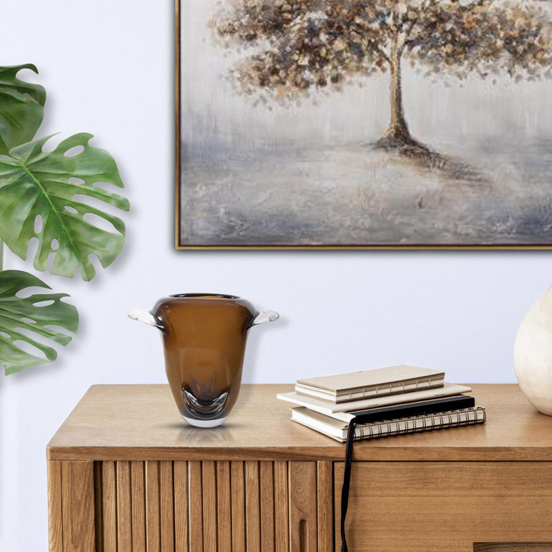 Grand vase en verre Smokey Umber, H 9,75 po x l 12,25 po x P 5,75 po