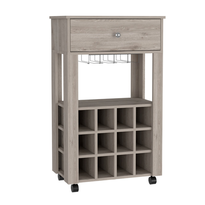 Ambler 1-Drawer 12-Bottle Wine Cabinet Light Grey, Light Grey