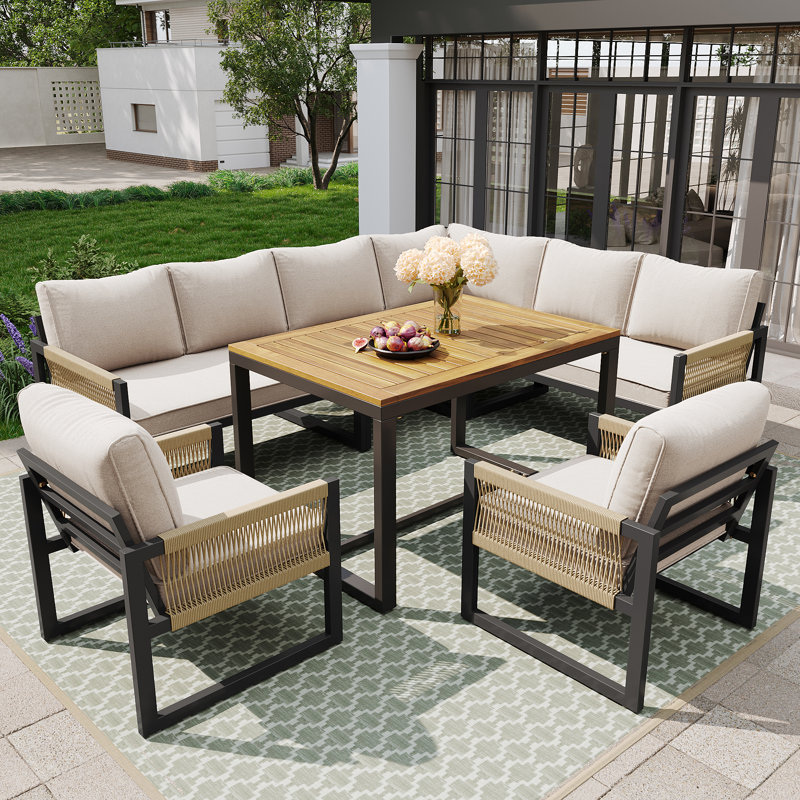 8-Piece Patio Conversation & Dining Set With Weather-Resistant Cushions