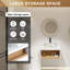 Meuble-lavabo flottant avec vasque ronde à motif marbré et tablette ouverte-129390572