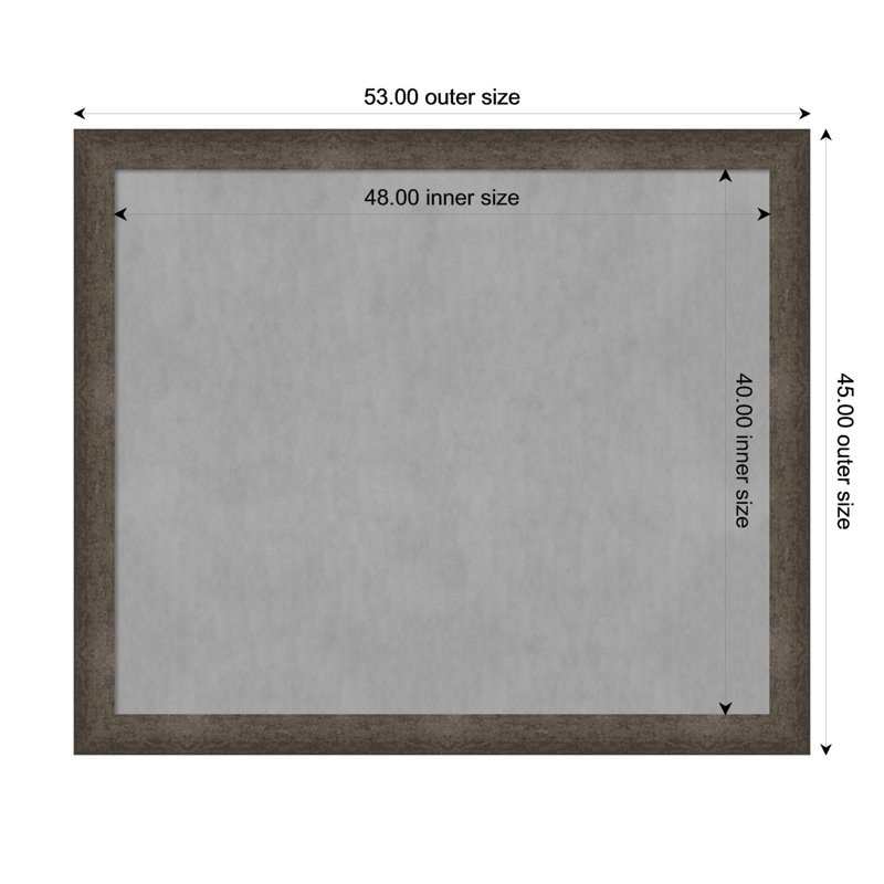 Tableau magnétique encadré bronze tacheté clair, H 45 po x l 53 po