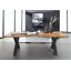 Iron Label Acacia Solid Wood Top Metal Base Dining Table-47530257-47530256
