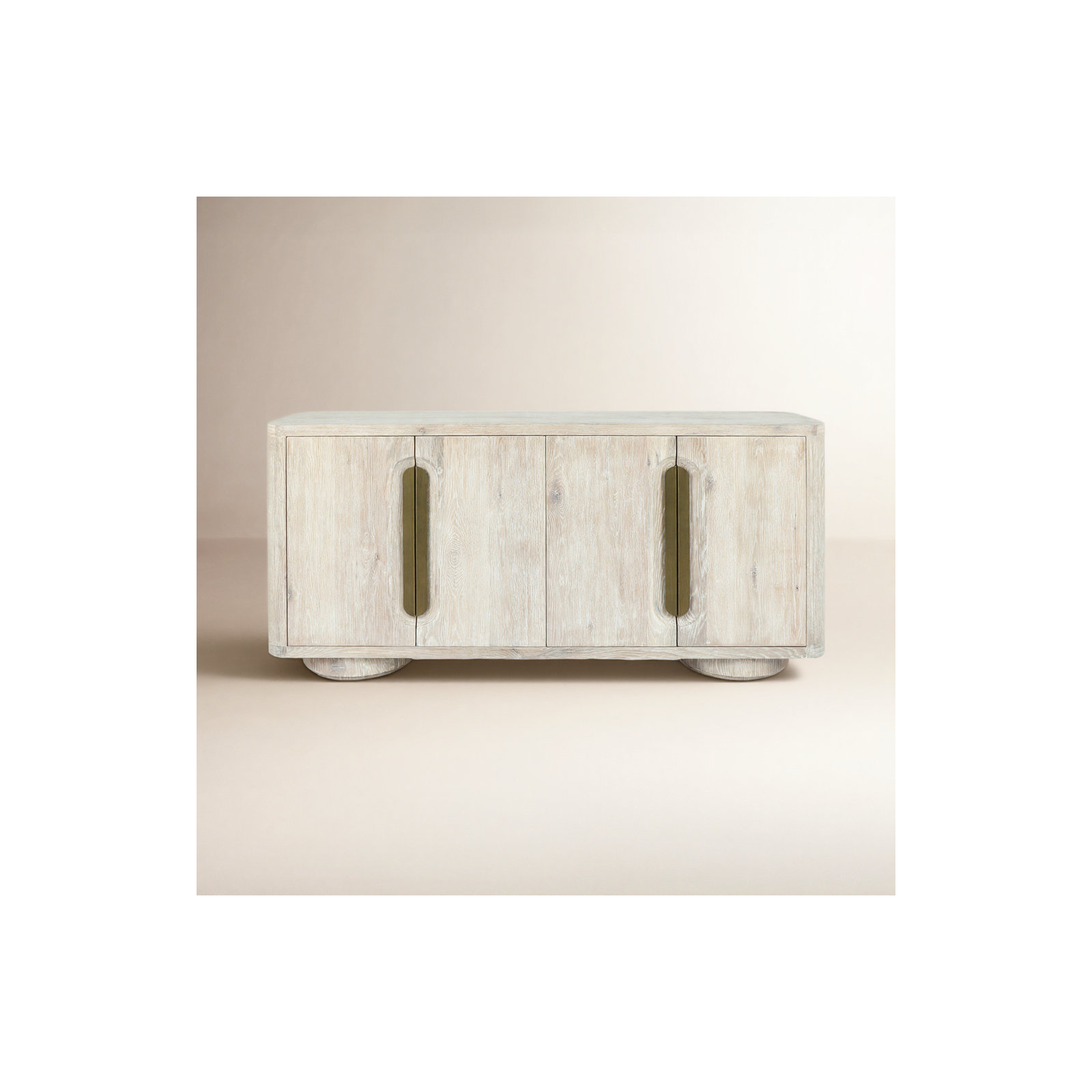 Tiber 74" Oak Veneer Wood Buffet Sideboard, White Wash
