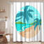 Rideau de douche avec 12 crochets Tropical Beach Island Palm Tree-1886505187