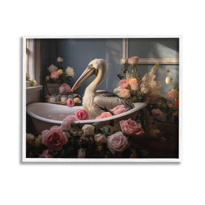Bc-397_FG " Pelican In Rose Filled Tub " by Lazar Studio