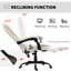 Chaise de bureau à 7 points de massage vibrante avec roues pivotantes, beige-357582909