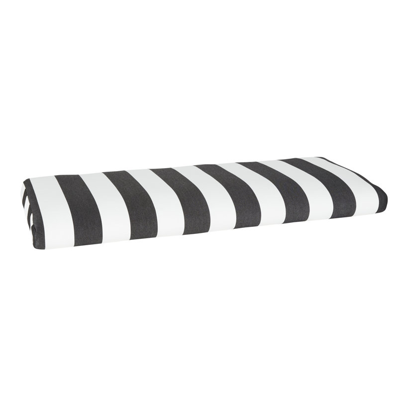  Outdoor Stripe Bench Cushion,  Black Stripe , 48" W x 19" D 