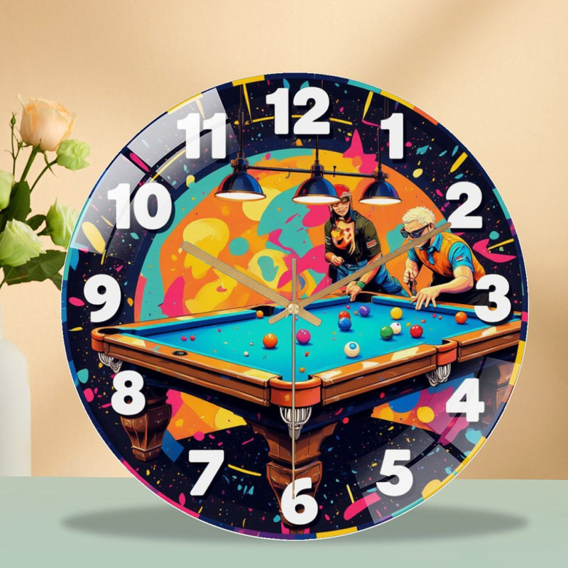 Horloge murale colorée pour table de billard 12 po