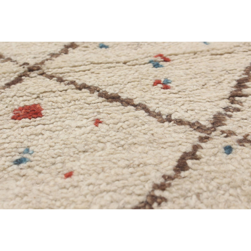 Tapis unique en laine noué à la main crème de 5 pi 8 po x 9 pi Theodora