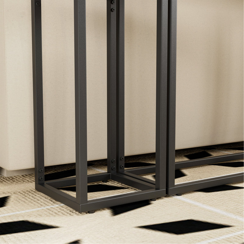 Console étroite, table de vestibule enveloppée haut de gamme, entrée, table de couloir industrielle, salon, vestibule, brun et noir