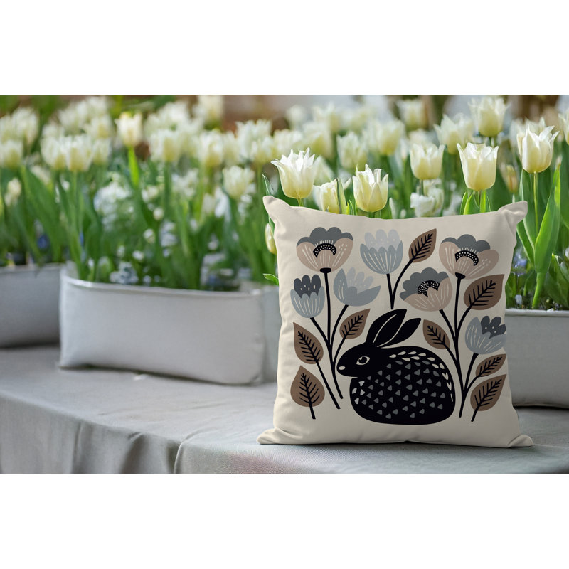 Oreiller carré réversible intérieur / extérieur Rayo Rabbit, Gris, Carré 19 po