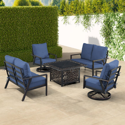 Aelicia 6 - Person Patio Conversation Set with Cushions