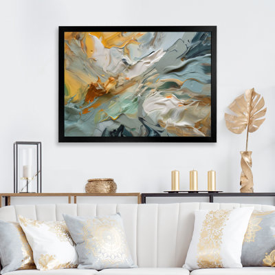 "Spring Joy" abstrait en bleu clair et or - reproduction d'art sur toile