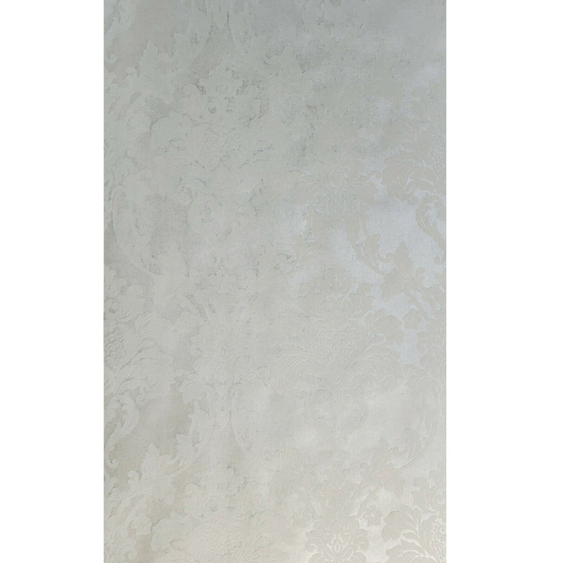 Papier peint en velours damassé taupe Kemarah