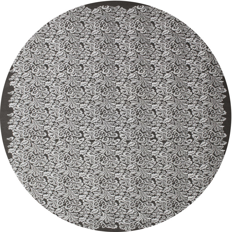 Tapis gris/zone noire contemporaine, Rond 8 pi