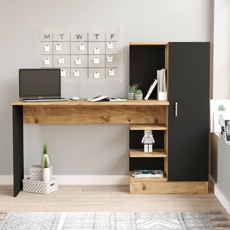 Parvati Writing Desk, Oak/Black