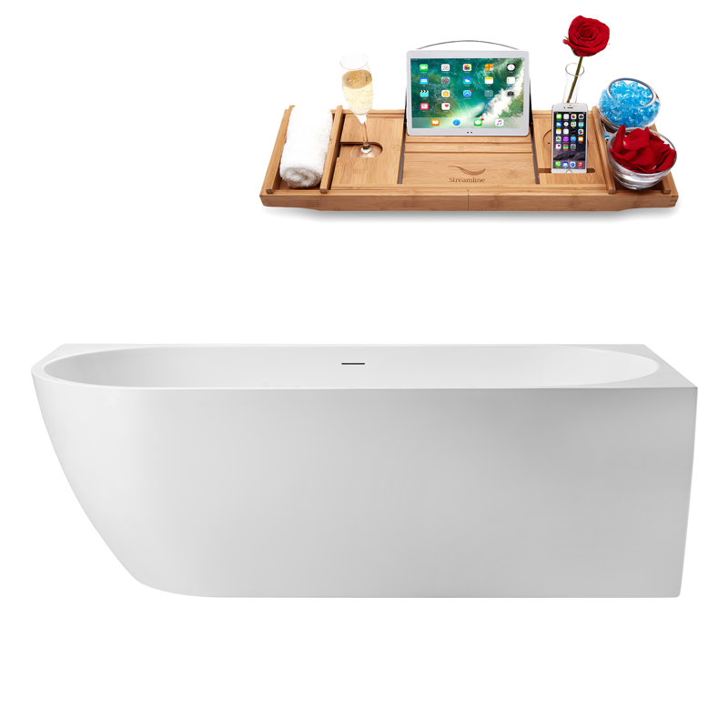 Baignoire autoportante 71 po avec plateau interne Streamline, Or poli
