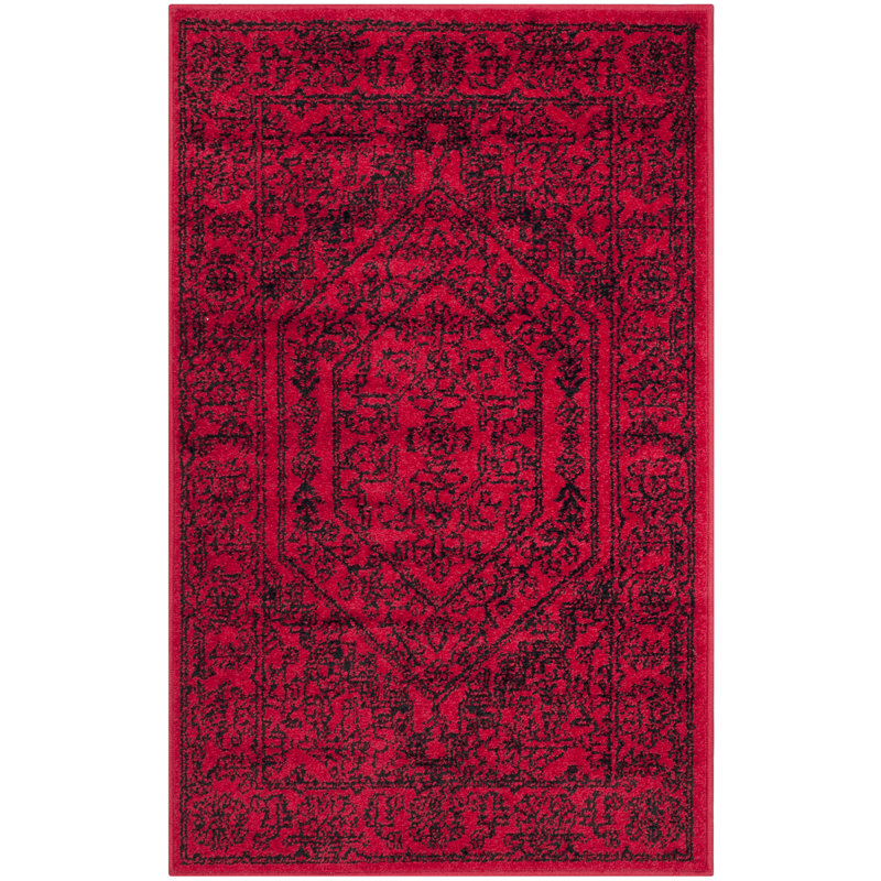 Tapis oriental rouge / noir Nicarla, Rectangle 2 pi 6 po x 4 pi