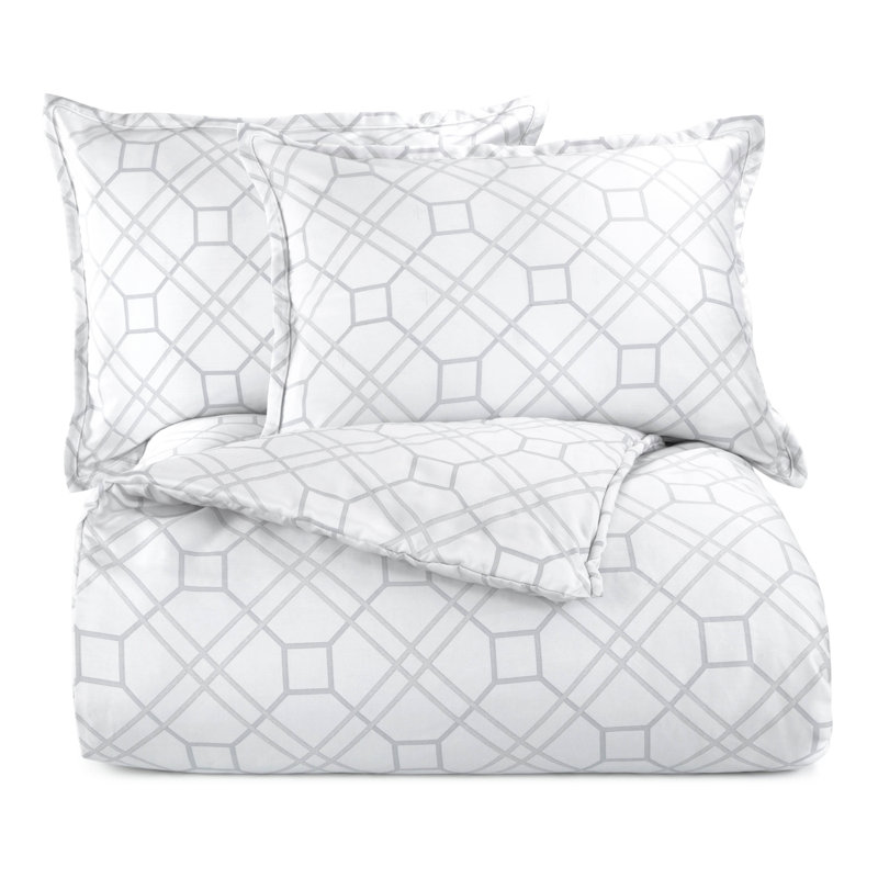 Gray Microfiber Full Comforter Set with Hexagonal Print