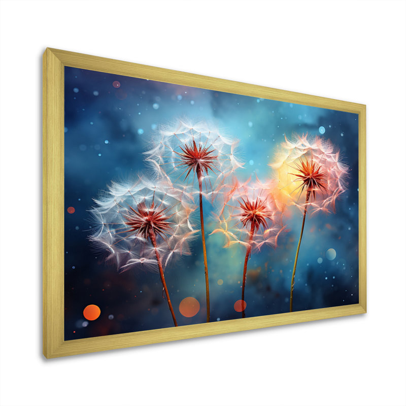 Dandelion Morning Moments I - Floral Wall Art Prints, H 30 po x l 40 po x P 1,5 po, Cadre doré à une seule photo