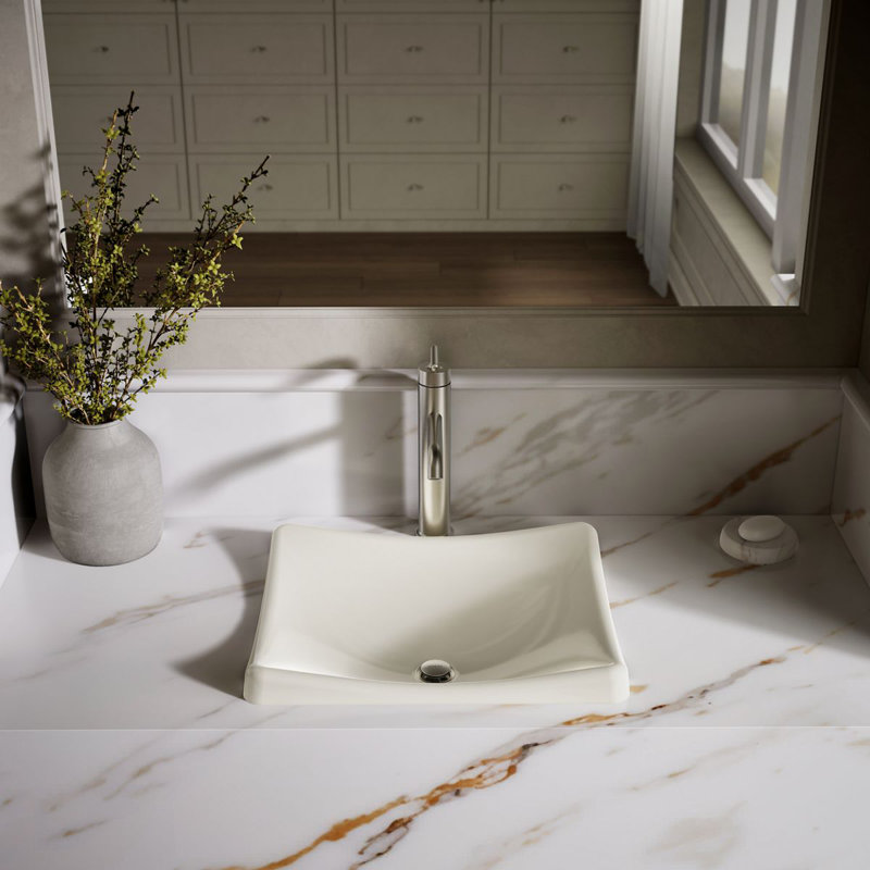DemiLav Metal Specialty Vessel Bathroom Sink, Biscuit