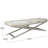 Cayden Leather Upholstered Tufted Gray Bench with Silver Diagonal Base