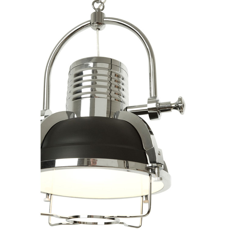 Gleason 1 - Light Dome Pendant, Matte Black/Chrome