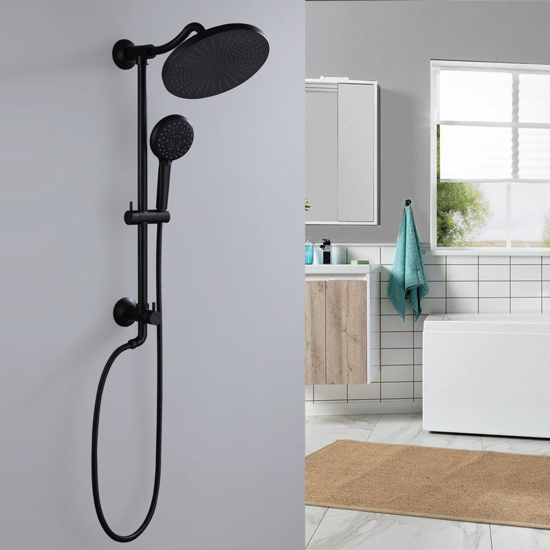 All‑In‑One Shower System Kit-Wall Mounted Shower Faucet System with Rainfall Shower Head & 4‑Function Handheld