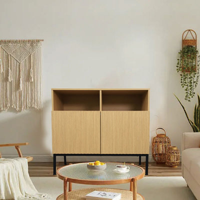 Buffet buffet, armoire d'appoint moderne avec porte à grain ondulé