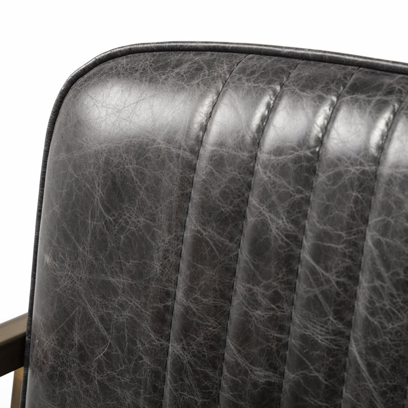 Chaise de salle à manger rembourrée en cuir véritable cantilever Ariana