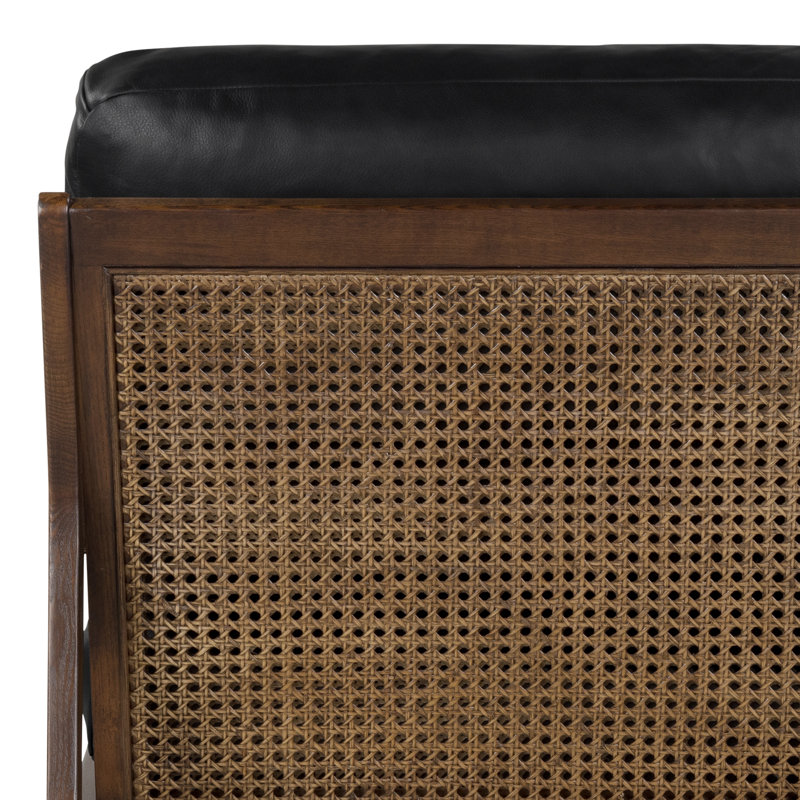 Carmelo Genuine Leather Accent Chair, Black Genuine Leather