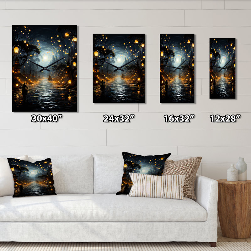 Horloge murale Japon Art of Sea of Lanterns II - Cityscapes, H 32 po x l 24 po x P 1 po