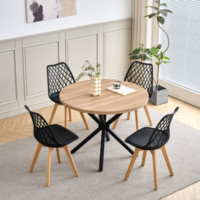 Dining Chairs - Nordic Style Dining Chair - Mesh Backrest - Solid Wood Legs