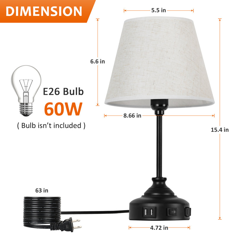 Ensemble de lampe de table 15,4 "noire