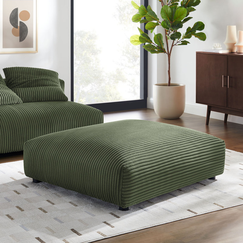 Solace Modular Upholstered Fabric Ottoman, Fern Corduroy
