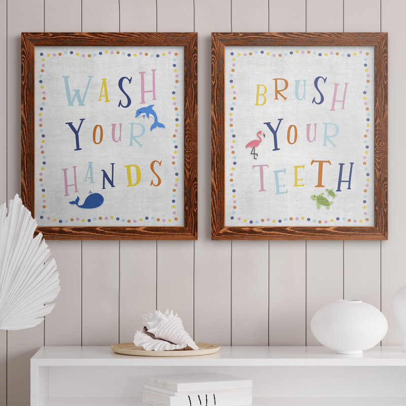 «Wash Your Hands», ensemble de 2 reproductions d'art sur toile encadrées, H 24 po x l 36 po x P 1,5 po