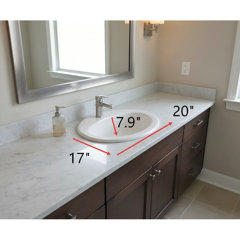 20" X 17" White Oval Undermount Ceramic Single Bowl Bathroom Vanity Sink