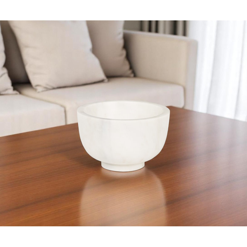 7" White Marble Round Decorative Bowl