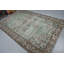 Grand tapis Oushak vert turc tissé à la main pour un décor de salon unique